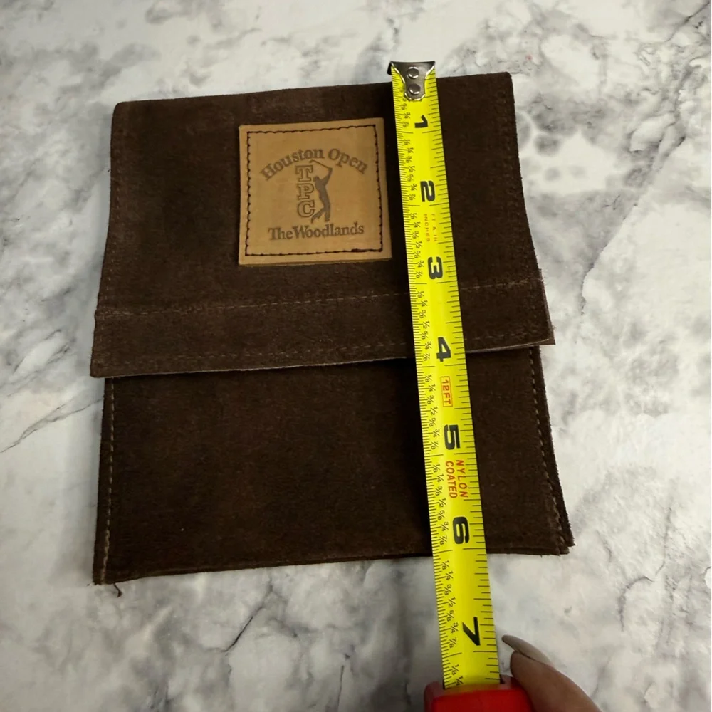 VTG 1985 -2002 Houston Open TPC The Woodlands Brown Suede Valuable Golf Pouch